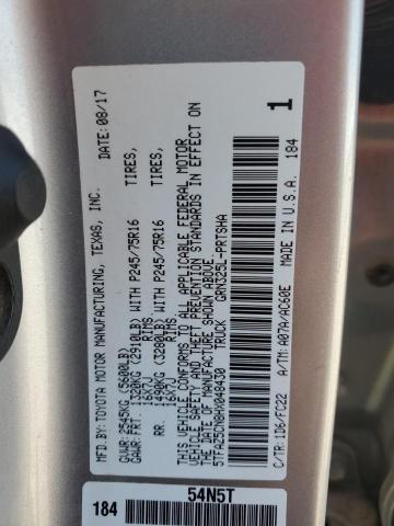 5TFAZ5CN8HX048430 - 2017 TOYOTA TACOMA DOUBLE CAB SILVER photo 12