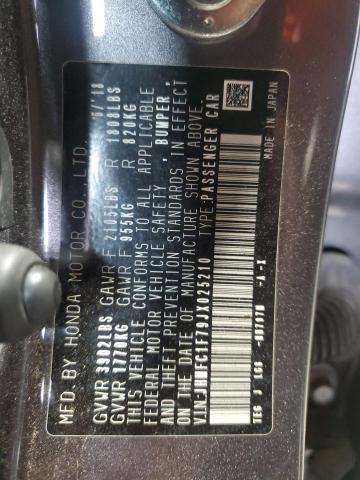 JHMFC1F79JX025210 - 2018 HONDA CIVIC EXL Grafit foto 12