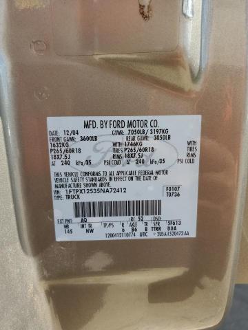 1FTPX12535NA72412 - 2005 FORD F150 Թուխ լուսանկար 12