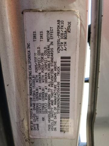 5TEGN92N24Z356498 - 2004 TOYOTA TACOMA DOUBLE CAB PRERUNNER SILVER photo 12