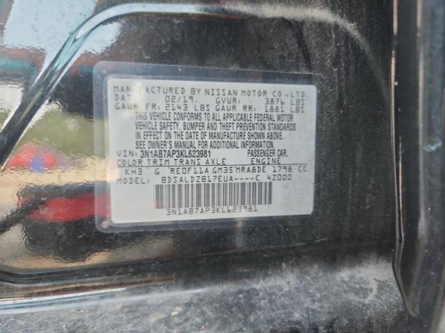 3N1AB7AP3KL623981 - 2019 NISSAN SENTRA S Қара фото 12