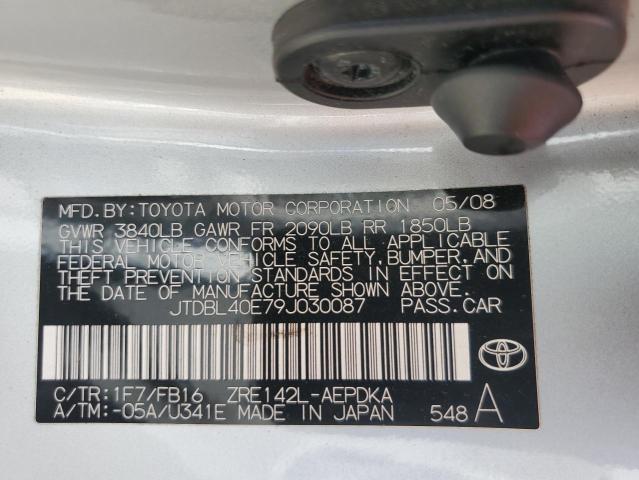 JTDBL40E79J030087 - 2009 TOYOTA COROLLA BASE 银色 照片 12