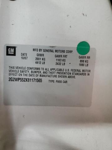 2G2WP552X81171565 - 2008 PONTIAC GRAND PRIX SILVER photo 12