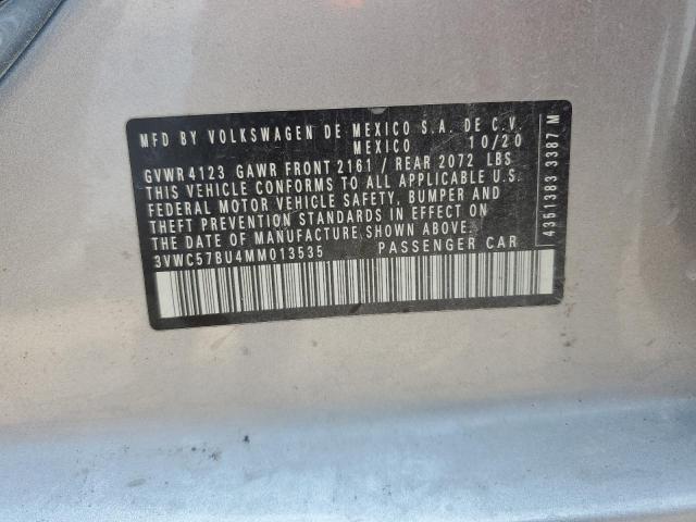 3VWC57BU4MM013535 - 2021 VOLKSWAGEN JETTA S 银色 照片 13