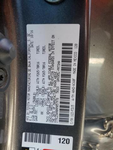 3TMCZ5AN0HM057978 - 2017 TOYOTA TACOMA DOUBLE CAB GRAY photo 12