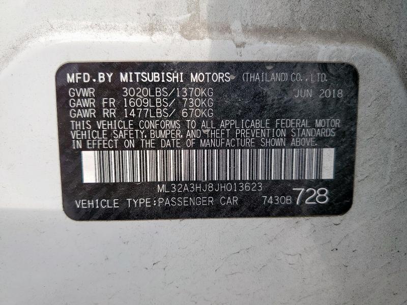 ML32A3HJ8JH013623 - 2018 MITSUBISHI MIRAGE ES 白色 照片 13