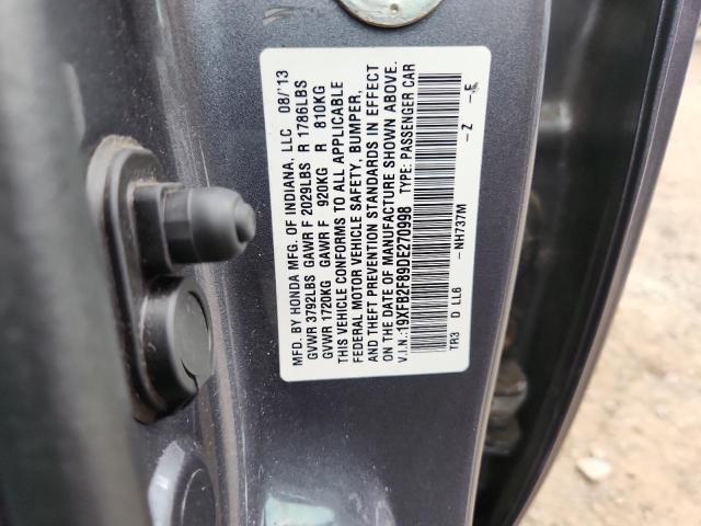 19XFB2F89DE270998 - 2013 HONDA CIVIC EX GRAY photo 12