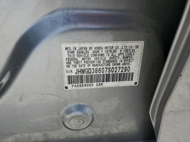 JHMGD38607S027290 - 2007 HONDA FIT S 灰色 照片 12