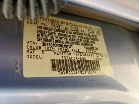 3N1BC1CPXBL491197 - 2011 NISSAN VERSA S BLUE photo 12