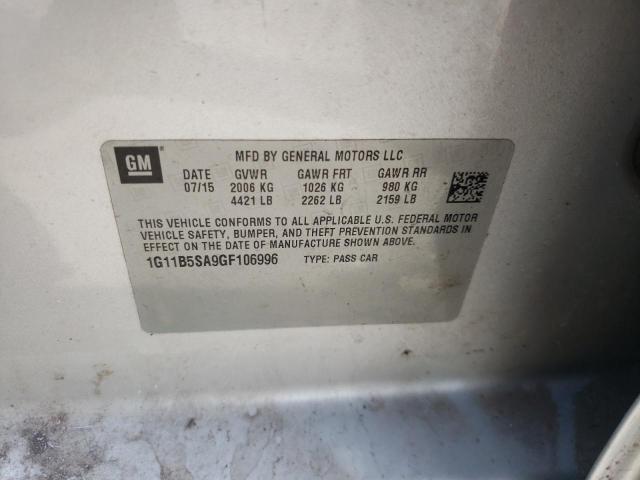 1G11B5SA9GF106996 - 2016 CHEVROLET MALIBU LIM LS SILVER photo 13