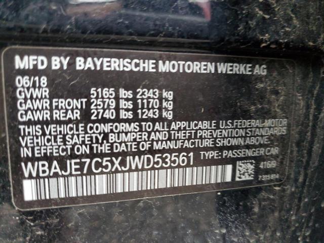 WBAJE7C5XJWD53561 - 2018 BMW 540 XI BLACK photo 12
