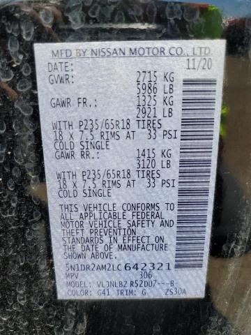 5N1DR2AM2LC642321 - 2020 NISSAN PATHFINDER S 黑色 照片 13