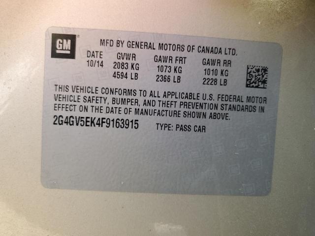 2G4GV5EK4F9163915 - 2015 BUICK REGAL 米色 照片 12