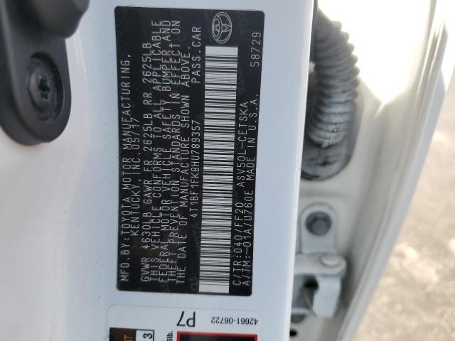 4T1BF1FK8HU789357 - 2017 TOYOTA CAMRY LE WHITE photo 12