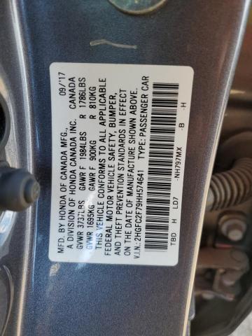 2HGFC2F79HH574641 - 2017 HONDA CIVIC EX 灰色 照片 12
