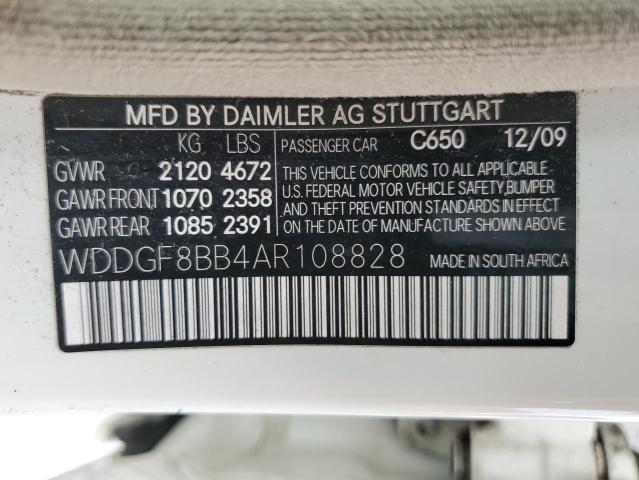 WDDGF8BB4AR108828 - 2010 MERCEDES-BENZ C 300 4MATIC WHITE photo 12