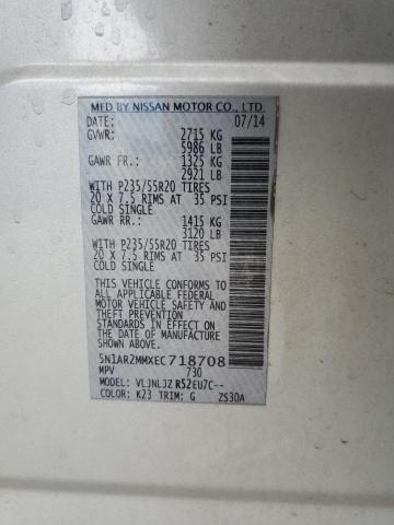 5N1AR2MMXEC718708 - 2014 NISSAN PATHFINDER S SILVER photo 12