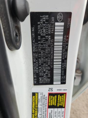 4T1T11AK2NU075715 - 2022 TOYOTA CAMRY SE 白色 照片 13