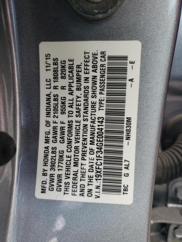 19XFC1F34GE004143 - 2016 HONDA CIVIC EX SILVER photo 12