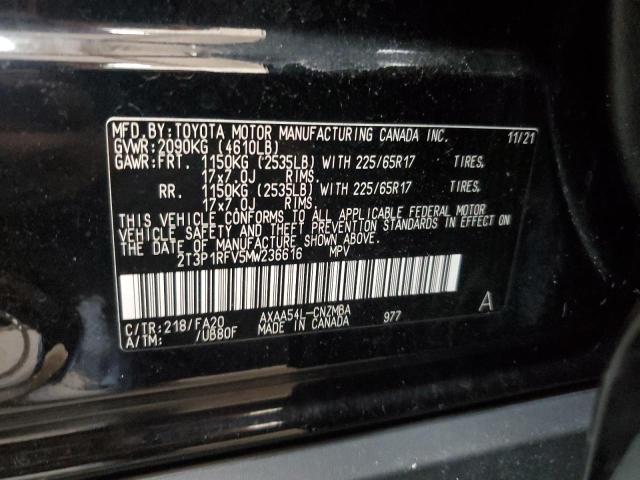 2T3P1RFV5MW236616 - 2021 TOYOTA RAV4 XLE BLACK photo 13