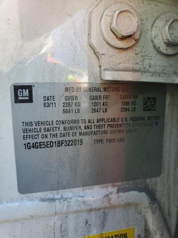 1G4GE5ED1BF322019 - 2011 BUICK LACROSSE CXS WHITE photo 12