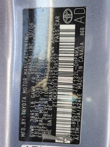 2T1KR32E37C638557 - 2007 TOYOTA COROLLA MA XR BLUE photo 12