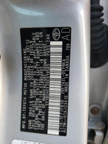 2T1BU4EE2DC919583 - 2013 TOYOTA COROLLA BASE فضي صورة 13