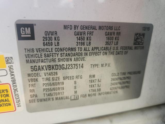 5GAKVBKD3GJ237514 - 2016 BUICK ENCLAVE თეთრი ფოტო 13