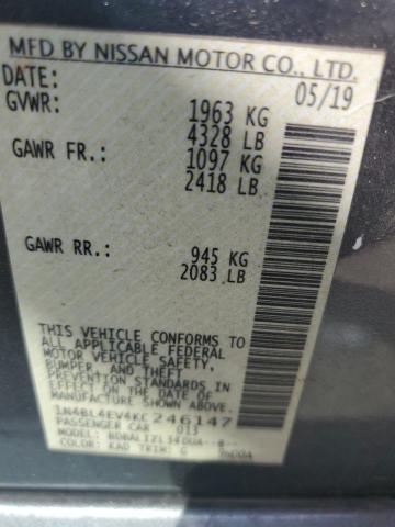 1N4BL4EV4KC246147 - 2019 NISSAN ALTIMA SL GRAY photo 12