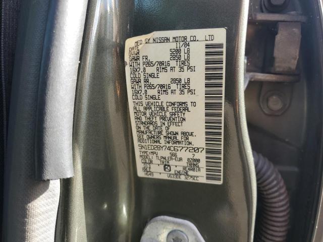 5N1ED28Y74C677207 - 2004 NISSAN XTERRA XE GREEN photo 12