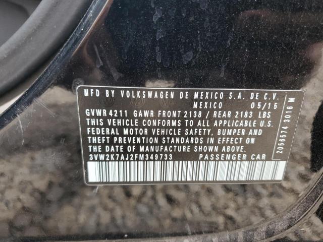 3VW2K7AJ2FM349733 - 2015 VOLKSWAGEN JETTA BASE BLACK photo 12