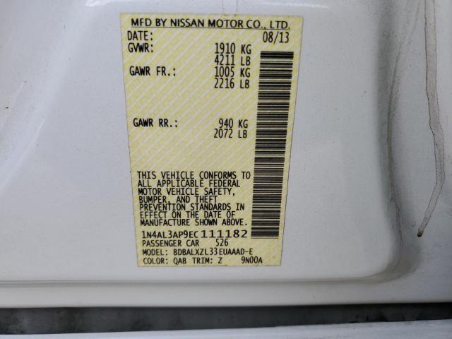 1N4AL3AP9EC111182 - 2014 NISSAN ALTIMA 2.5 WHITE photo 12