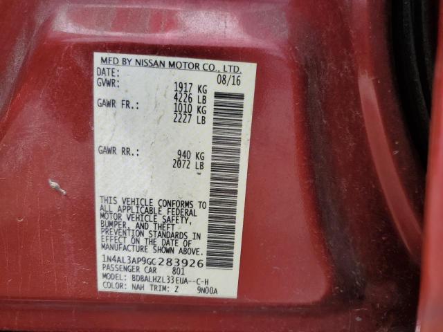 1N4AL3AP9GC283926 - 2016 NISSAN ALTIMA 2.5 RED photo 12