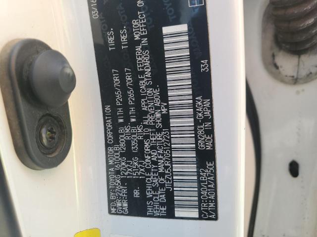 JTEZU5JR7G5127231 - 2016 TOYOTA 4RUNNER SR5 白色 照片 12