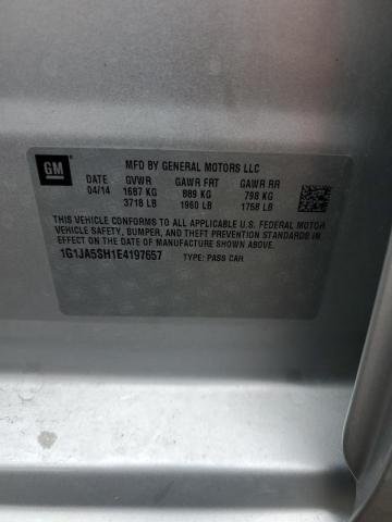 1G1JA5SH1E4197657 - 2014 CHEVROLET SONIC LS SILVER photo 12