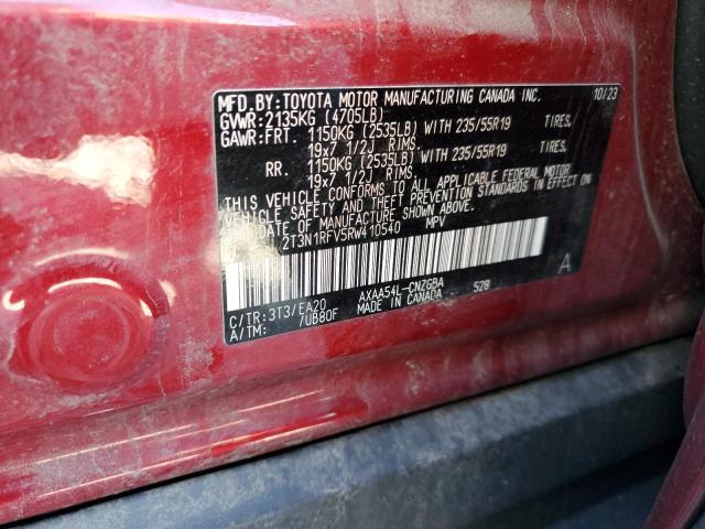 2T3N1RFV5RW410540 - 2024 TOYOTA RAV4 LIMITED მუქწითელი ფოტო 13