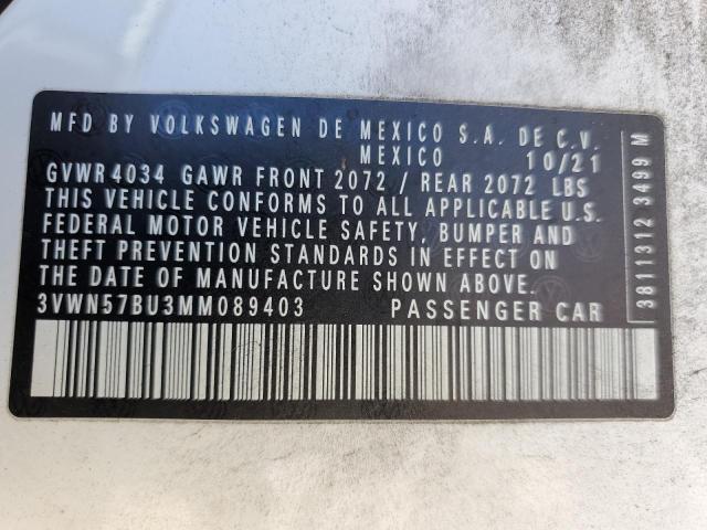 3VWN57BU3MM089403 - 2021 VOLKSWAGEN JETTA S WHITE photo 12