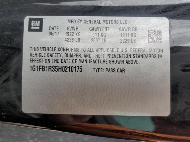 1G1FB1RS5H0210175 - 2017 CHEVROLET CAMARO LT BLACK photo 12