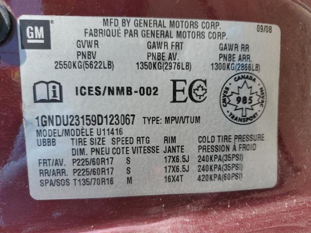 1GNDU23159D123067 - 2009 CHEVROLET UPLANDER LS BURGUNDY photo 14