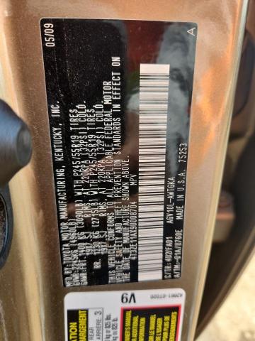 4T3ZE11AX9U008704 - 2009 TOYOTA VENZA 金色 照片 12