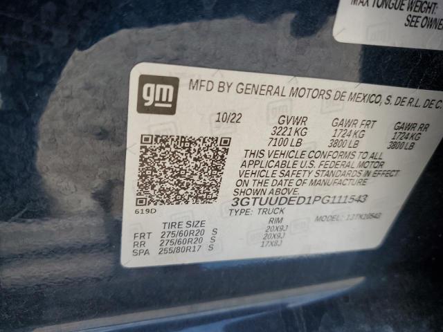 3GTUUDED1PG111543 - 2023 GMC SIERRA K1500 SLT BLUE photo 12