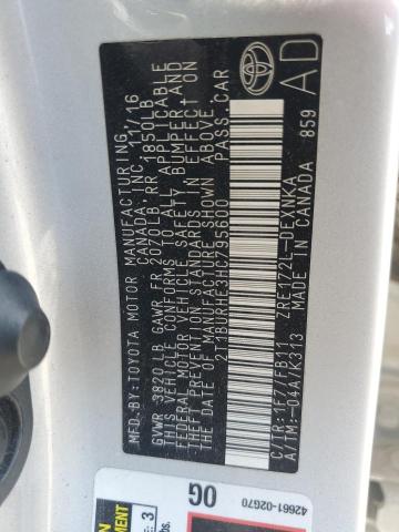 2T1BURHE3HC795600 - 2017 TOYOTA COROLLA L 银色 照片 13