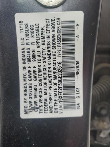 19XFC2F50GE202516 - 2016 HONDA CIVIC LX GRAY photo 12