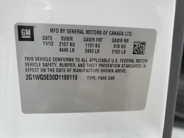 2G1WG5E30D1180119 - 2013 CHEVROLET IMPALA LT WHITE photo 12