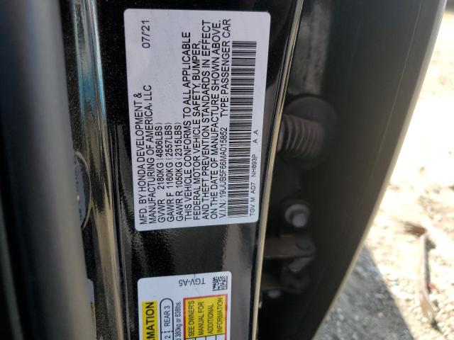 19UUB5F66MA015852 - 2021 ACURA TLX ADVANCE BLACK photo 12