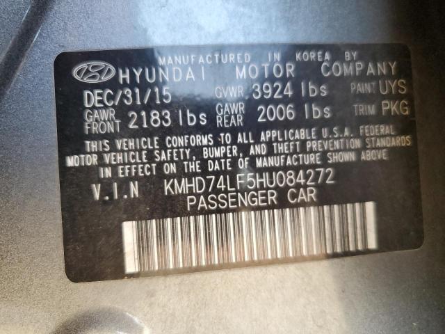 KMHD74LF5HU084272 - 2017 HYUNDAI ELANTRA SE GRAY photo 13