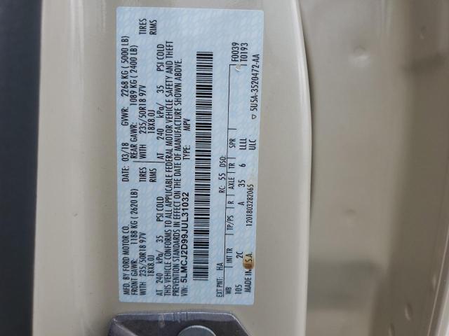 5LMCJ2D99JUL31032 - 2018 LINCOLN MKC SELECT 奶油色 照片 13