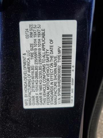 5FNRL6H82RB036802 - 2024 HONDA ODYSSEY TOURING Mavi foto 13