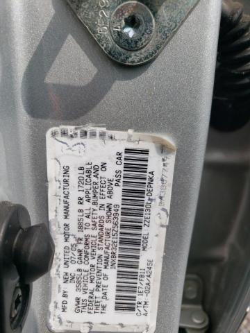 1NXBR32E15Z563949 - 2005 TOYOTA COROLLA CE ვერცხლისფერი ფოტო 12