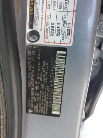 WBANA53555B855857 - 2005 BMW 525 I SILVER photo 12